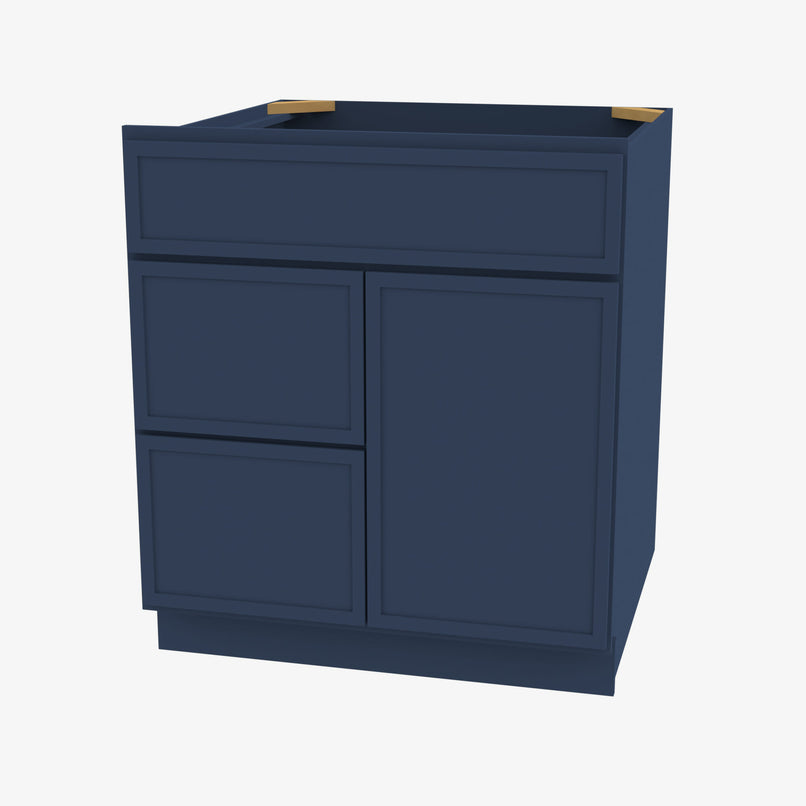 PD-S3021DL-34-1/2 Single Door Cabinets 30 Inch Combo Vanity with Left Drawer | Petit Blue - image 1