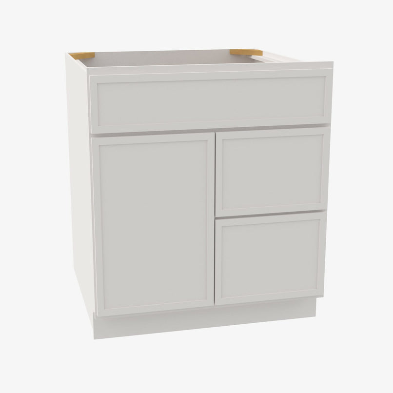 PW-S3021DR-34-1/2 Single Door Cabinets 30 Inch Combo Vanity with Right Drawer | Petit White - image 2