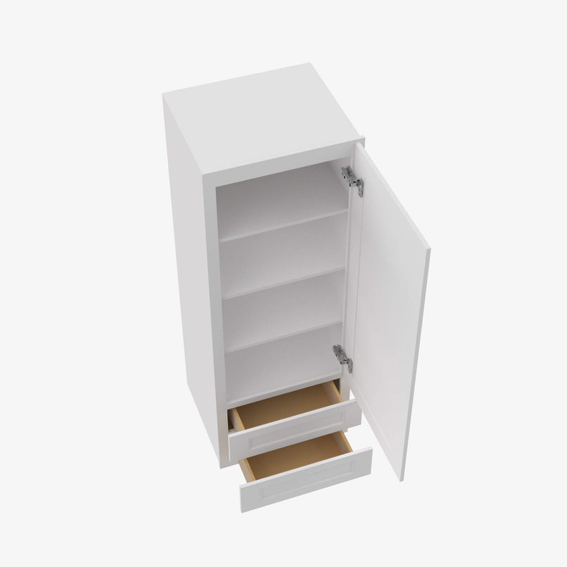 TW-W2D1854 Single Door Cabinets 18 Inch Wall Cabinet With 2 Built-In Drawers | Uptown White - image 4