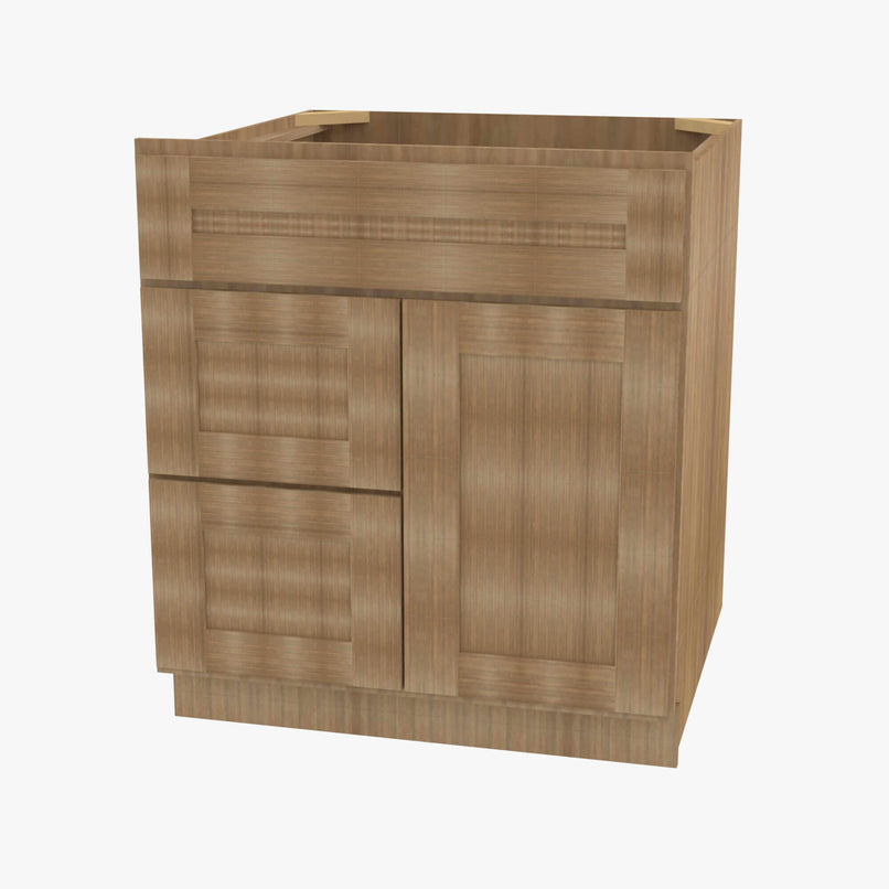 AR-S3021DL-34-1/2 Single Door Cabinets 30 Inch Combo Vanity with Left Drawer | Woodland Brown Shaker - image 2
