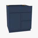 PD-S3021DR-34-1/2 Single Door Cabinets 30 Inch Combo Vanity with Right Drawer | Petit Blue - image 1