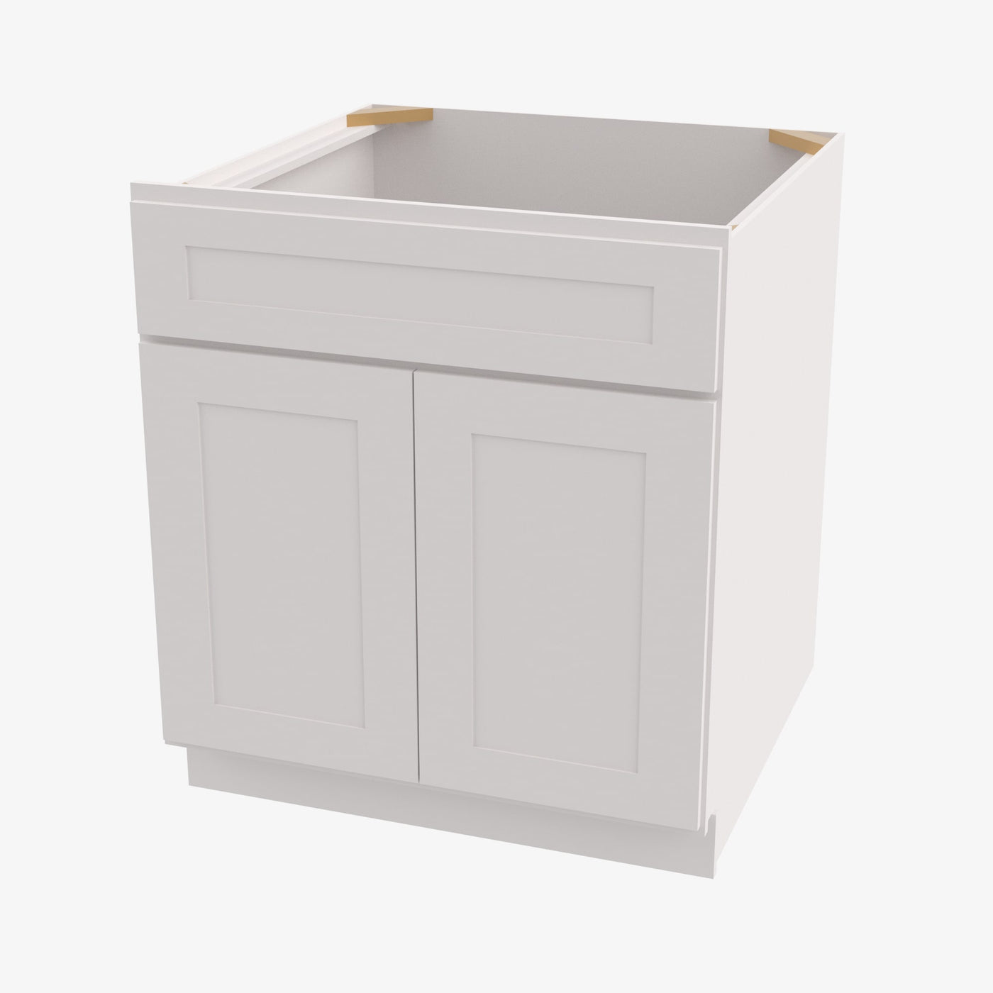 AW-S3021B-34-1/2 Double Door 30 Inch Sink Base Vanity with Drawers | Ice White Shaker