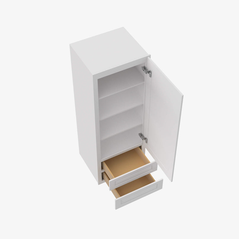 GW-W2D1860 Single Door Cabinets 18 Inch Wall Cabinet With 2 Built-In Drawers | Gramercy White - image 4