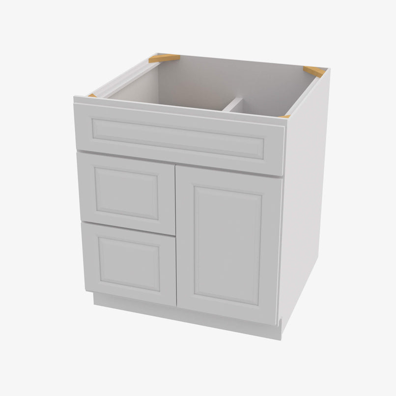 GW-S3021DL-34-1/2 Single Door Cabinets 30 Inch Combo Vanity with Left Drawer | Gramercy White - image 2