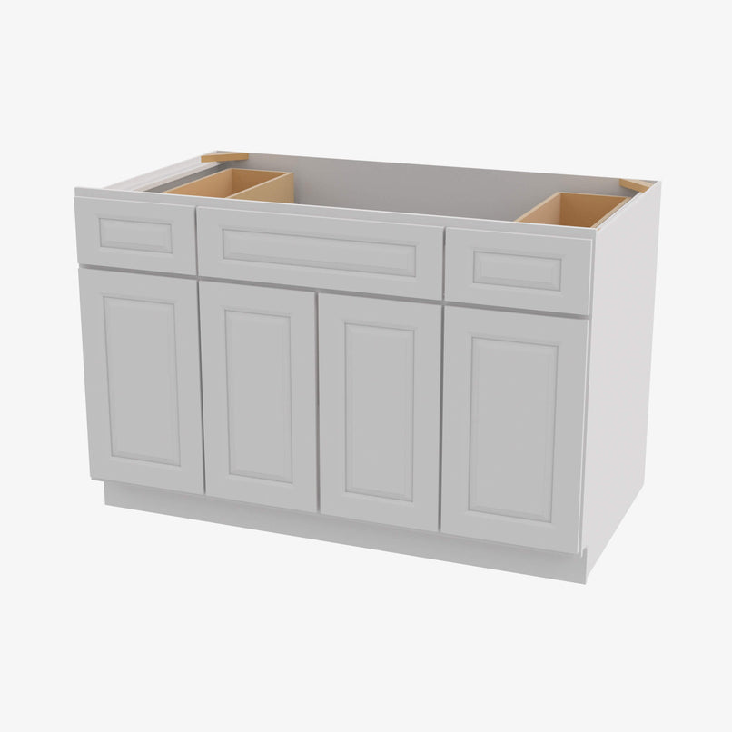 GW-S4821B12D-34-1/2 Double Door 48 Inch Sink Base Combo Vanity with Drawers | Gramercy White - image 2