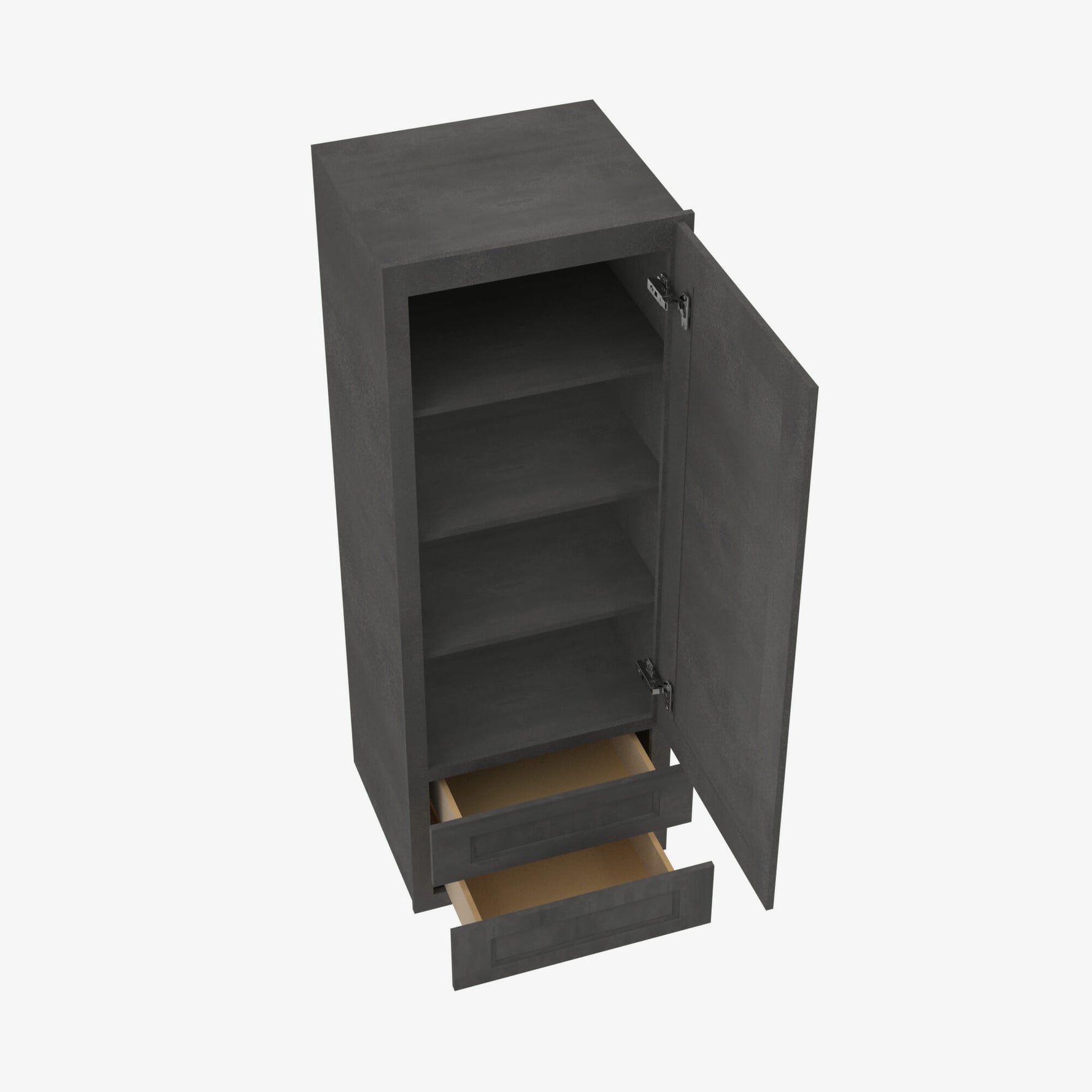 AA-W2D1860 Single Door Cabinets 18 Inch Wall Cabinet With 2 Built-In Drawers | Blaze Black Shaker - image 1