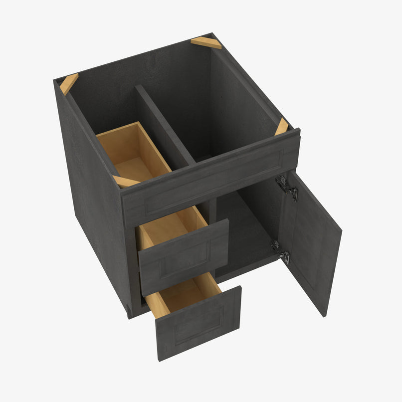 AA-S3621BDL-34-1/2 Double Door 36 Inch Sink Base Combo Vanity with Left Drawer | Blaze Black Shaker - image 1