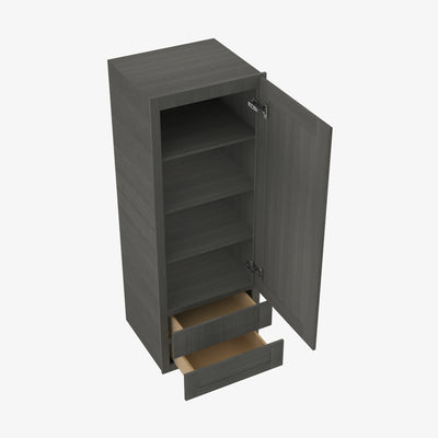 AG-W2D1848 Single Door Cabinets 18 Inch Wall Cabinet With 2 Built-In Drawers | Greystone Shaker - image 1