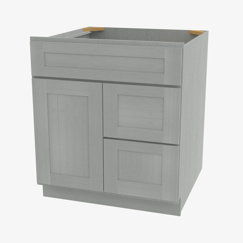 AN-S3021DR-34-1/2 Single Door Cabinets 30 Inch Combo Vanity with Right Drawer | Nova Light Grey Shaker - image 1