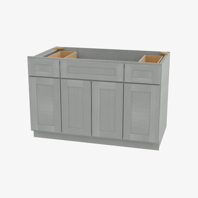 AN-S4821B12D-34-1/2 Double Door 48 Inch Sink Base Combo Vanity with Drawers | Nova Light Grey Shaker - image 1