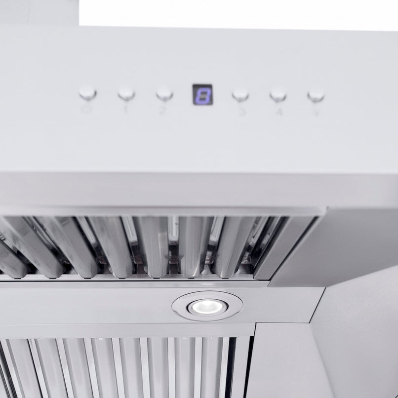 ZLINE 48 in. Professional Ducted Wall Mount Range Hood in Stainless Steel with Crown Molding (667CRN-48)