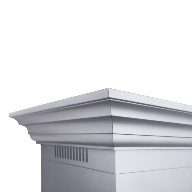 ZLINE 48 in. Professional Ducted Wall Mount Range Hood in Stainless Steel with Crown Molding (667CRN-48)