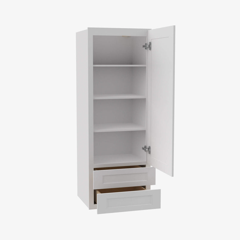 TW-W2D1848 Single Door Cabinets 18 Inch Wall Cabinet With 2 Built-In Drawers | Uptown White - image 4