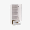 AW-W2D1860 Single Door Cabinets 18 Inch Wall Cabinet With 2 Built-In Drawers | Ice White Shaker - image 3