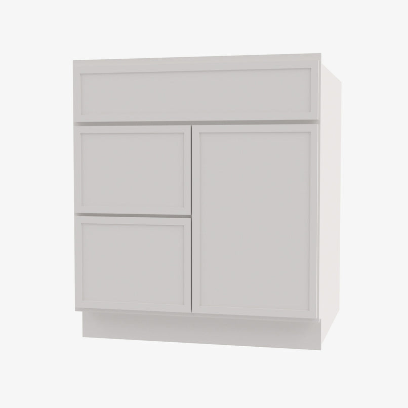 PW-S3021DL-34-1/2 Single Door Cabinets 30 Inch Combo Vanity with Left Drawer | Petit White - image 2