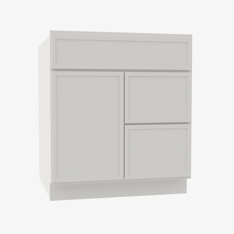 PW-S3021DR-34-1/2 Single Door Cabinets 30 Inch Combo Vanity with Right Drawer | Petit White - image 3