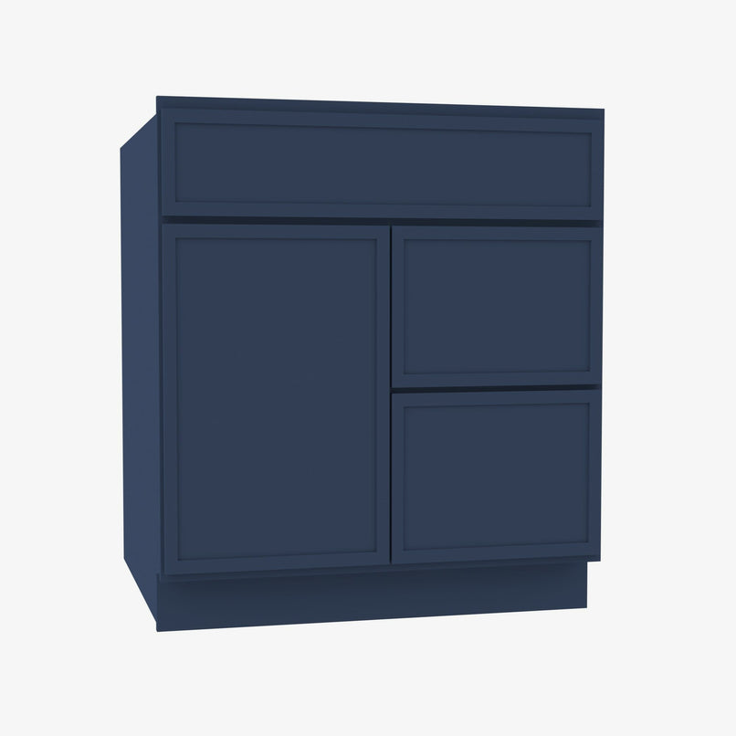 PD-S3021DR-34-1/2 Single Door Cabinets 30 Inch Combo Vanity with Right Drawer | Petit Blue - image 2