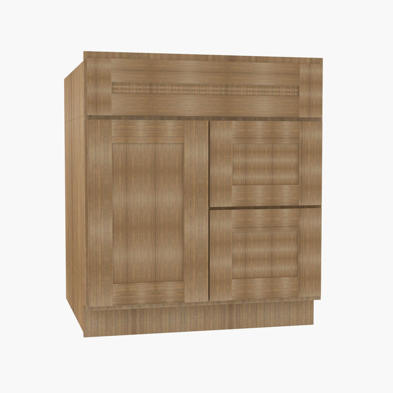 AR-S3021DR-34-1/2 Single Door Cabinets 30 Inch Combo Vanity with Right Drawer | Woodland Brown Shaker - image 3