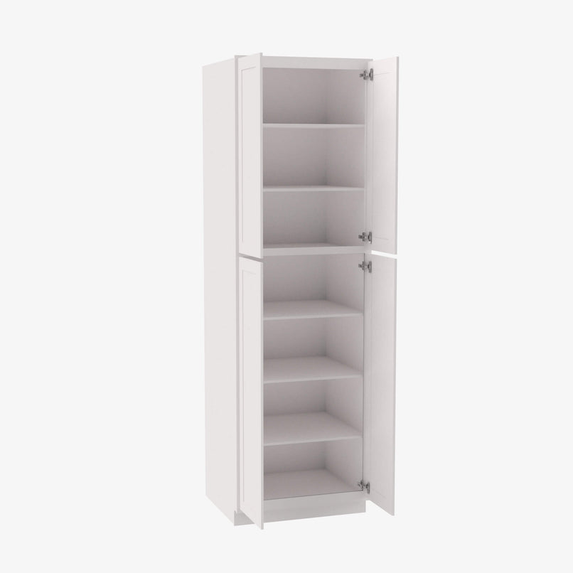 AW-WP2490B Four Door 24 Inch Tall Wall Pantry Cabinet with Butt Doors | Ice White Shaker - image 3
