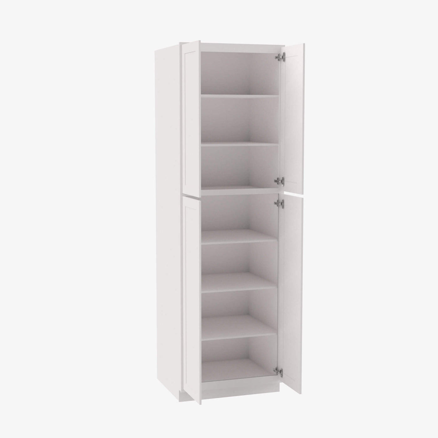 AW-WP3096B Four Door 30 Inch Tall Wall Pantry Cabinet with Butt Doors | Ice White Shaker