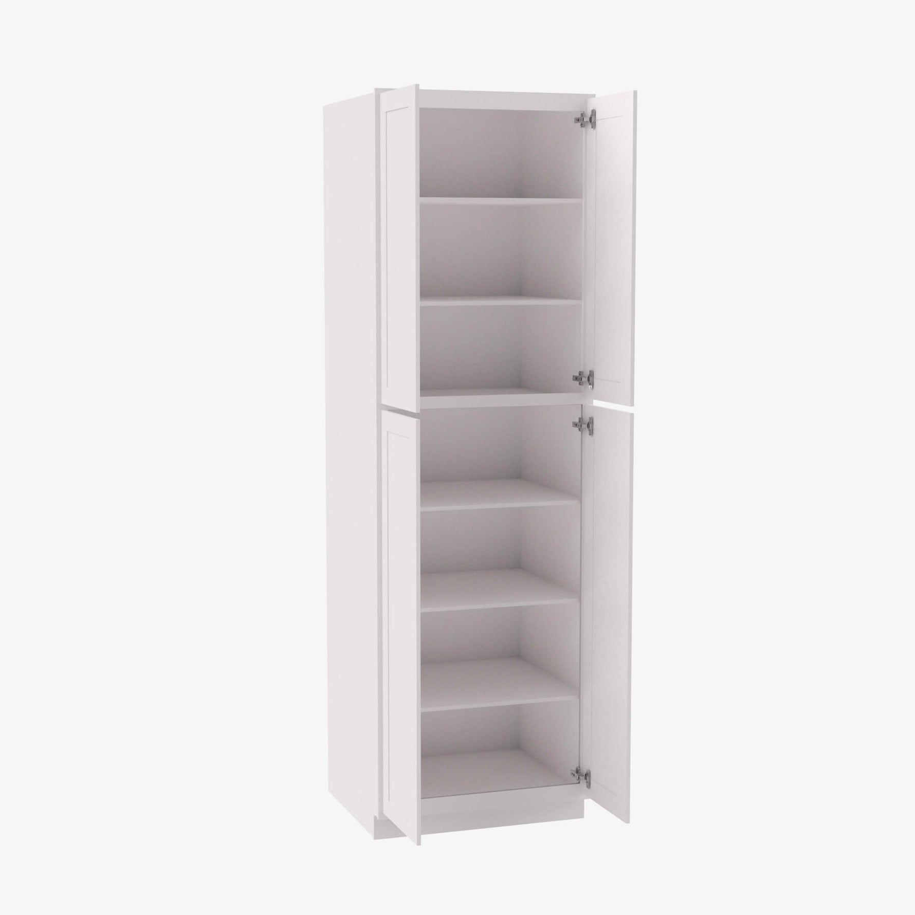 AW-WP3096B Four Door 30 Inch Tall Wall Pantry Cabinet with Butt Doors | Ice White Shaker - image 3