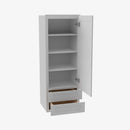 AB-W2D1860 Single Door Cabinets 18 Inch Wall Cabinet With 2 Built-In Drawers | Lait Grey Shaker - image 3