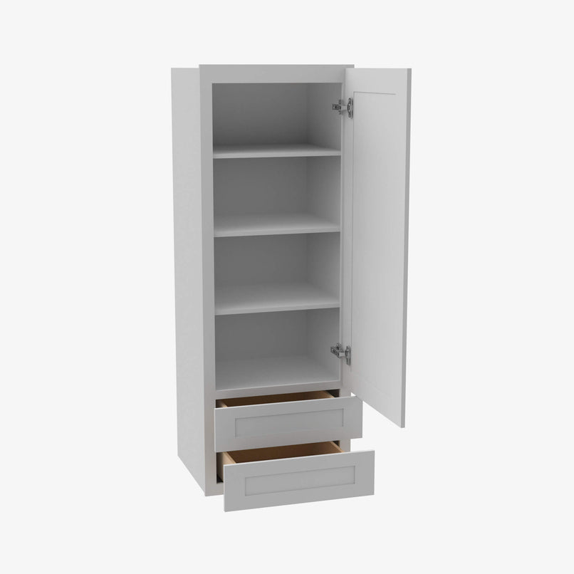 AB-W2D1860 Single Door Cabinets 18 Inch Wall Cabinet With 2 Built-In Drawers | Lait Grey Shaker - image 3