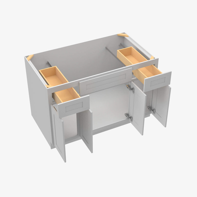 AB-S4821B12D-34-1/2 Double Door 48 Inch Sink Base Combo Vanity with Drawers | Lait Grey Shaker - image 3