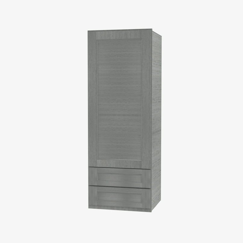 TG-W2D1854 Single Door Cabinets 18 Inch Wall Cabinet With 2 Built-In Drawers | Midtown Grey - image 2