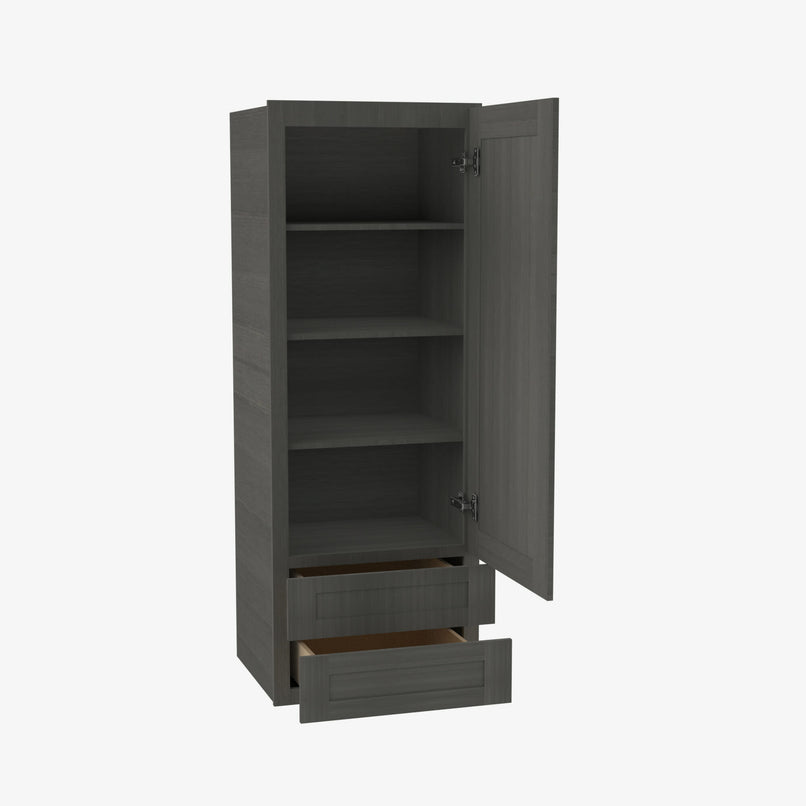 AG-W2D1854 Single Door Cabinets 18 Inch Wall Cabinet With 2 Built-In Drawers | Greystone Shaker - image 4