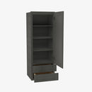 AG-W2D1848 Single Door Cabinets 18 Inch Wall Cabinet With 2 Built-In Drawers | Greystone Shaker - image 2