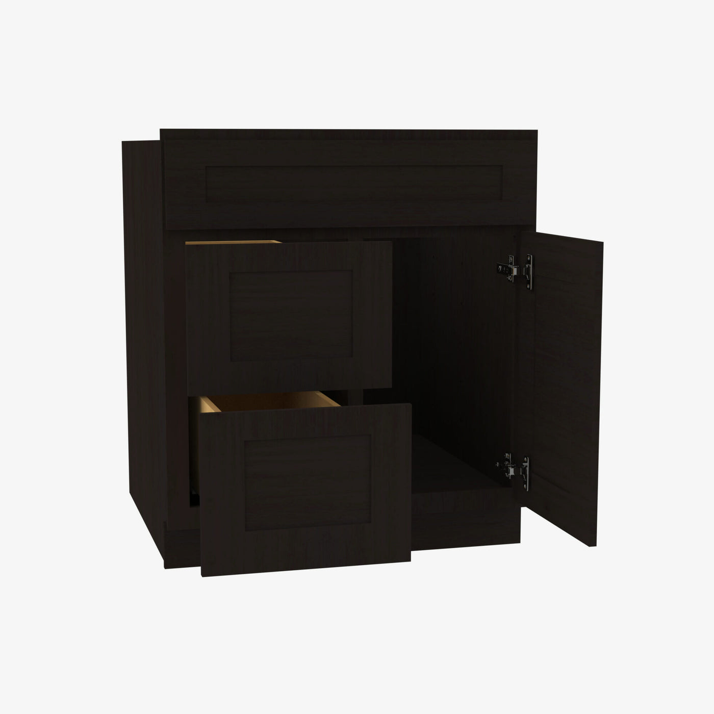 AG-S3021DL-34-1/2 Single Door Cabinets 30 Inch Combo Vanity with Left Drawer | Greystone Shaker