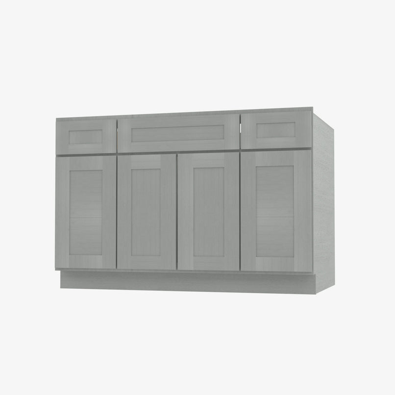 AN-S4821B12D-34-1/2 Double Door 48 Inch Sink Base Combo Vanity with Drawers | Nova Light Grey Shaker - image 2