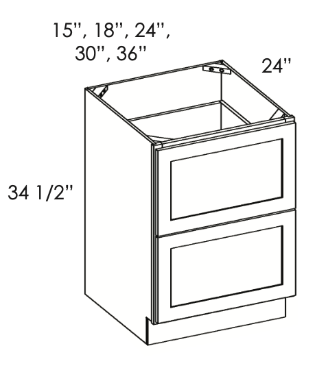 PR-2DB30 2 2 Drawer Pack Base Cabinets