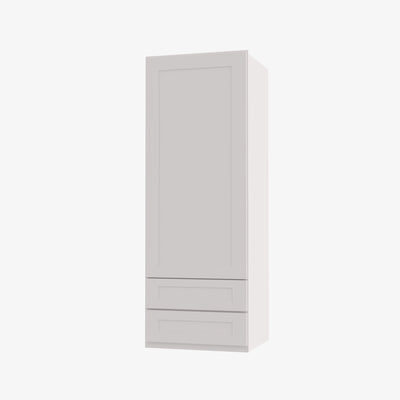 AW-W2D1860 Single Door Cabinets 18 Inch Wall Cabinet With 2 Built-In Drawers | Ice White Shaker - image 1