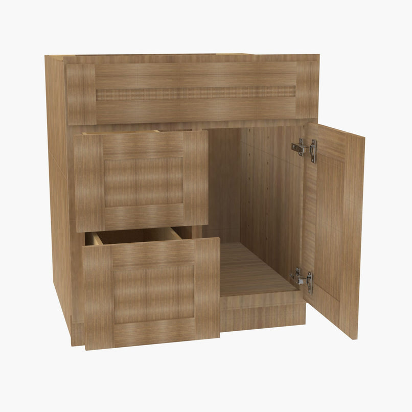 AR-S3621BDL-34-1/2 Double Door 36 Inch Sink Base Combo Vanity with Left Drawer | Woodland Brown Shaker - image 4