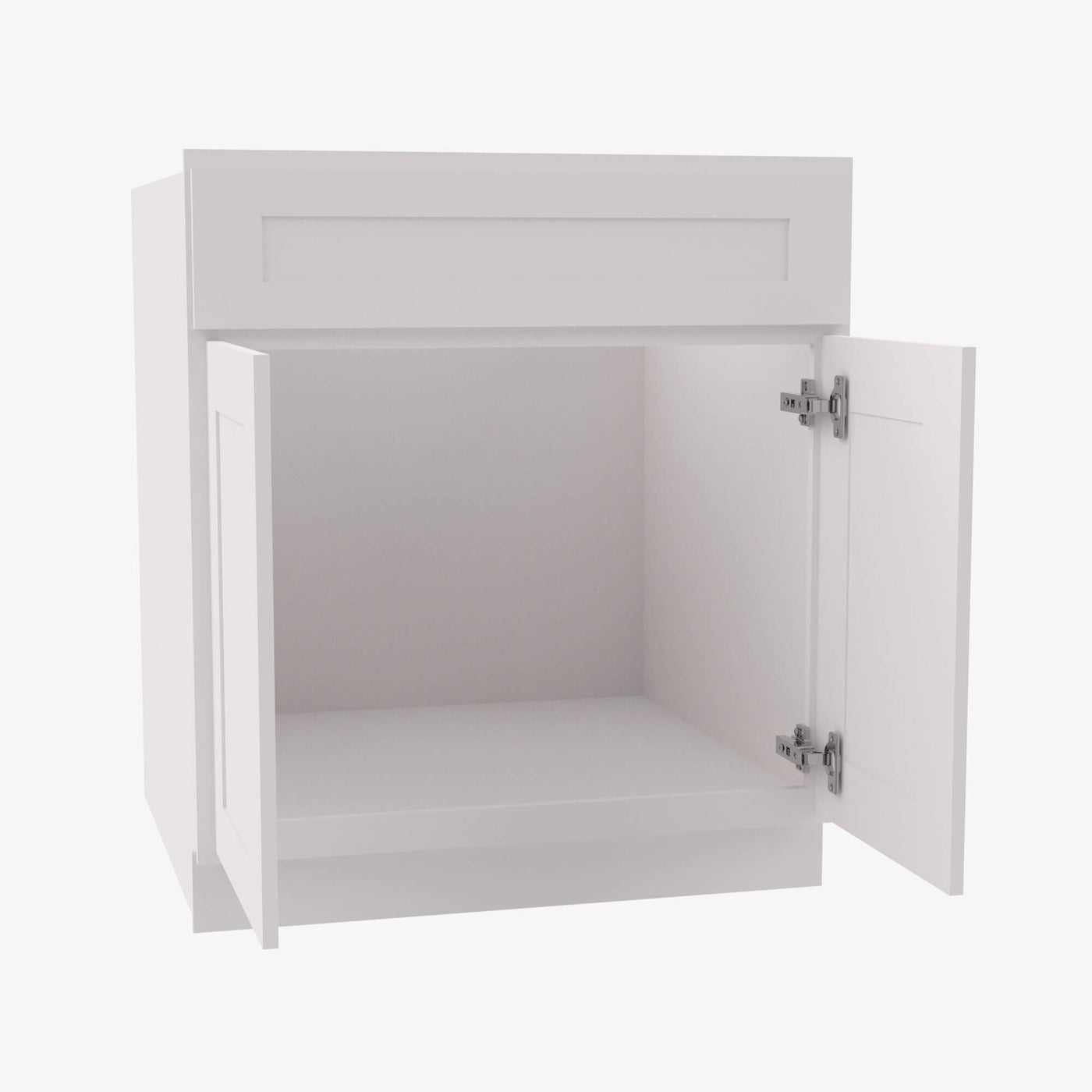 AW-S3021B-34-1/2 Double Door 30 Inch Sink Base Vanity with Drawers | Ice White Shaker