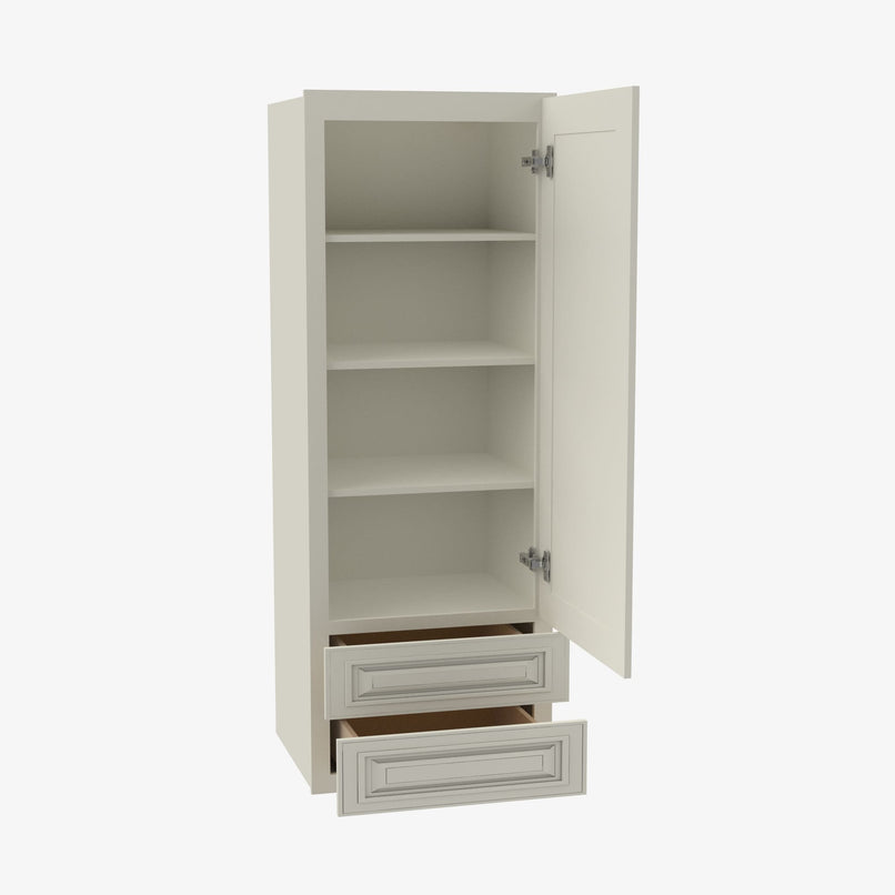 SL-W2D1854 Single Door Cabinets 18 Inch Wall Cabinet With 2 Built-In Drawers | Signature Pearl - image 3