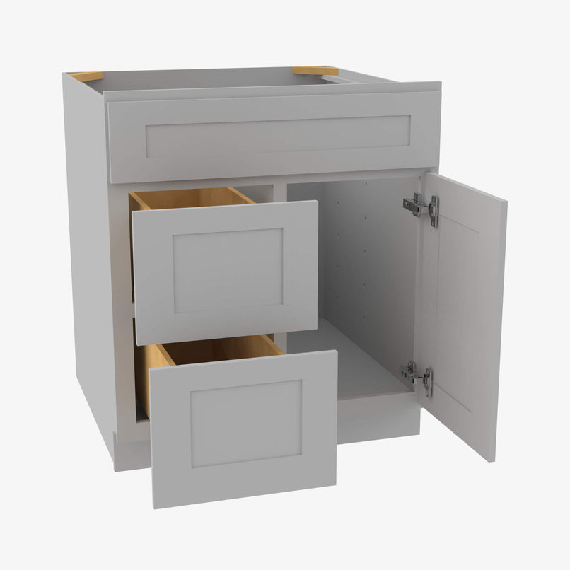 AB-S3621BDL-34-1/2 Double Door 36 Inch Sink Base Combo Vanity with Left Drawer | Lait Grey Shaker - image 3