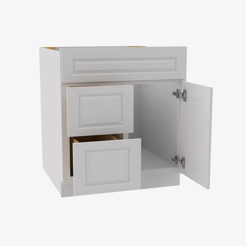 GW-S3021DL-34-1/2 Single Door Cabinets 30 Inch Combo Vanity with Left Drawer | Gramercy White - image 3