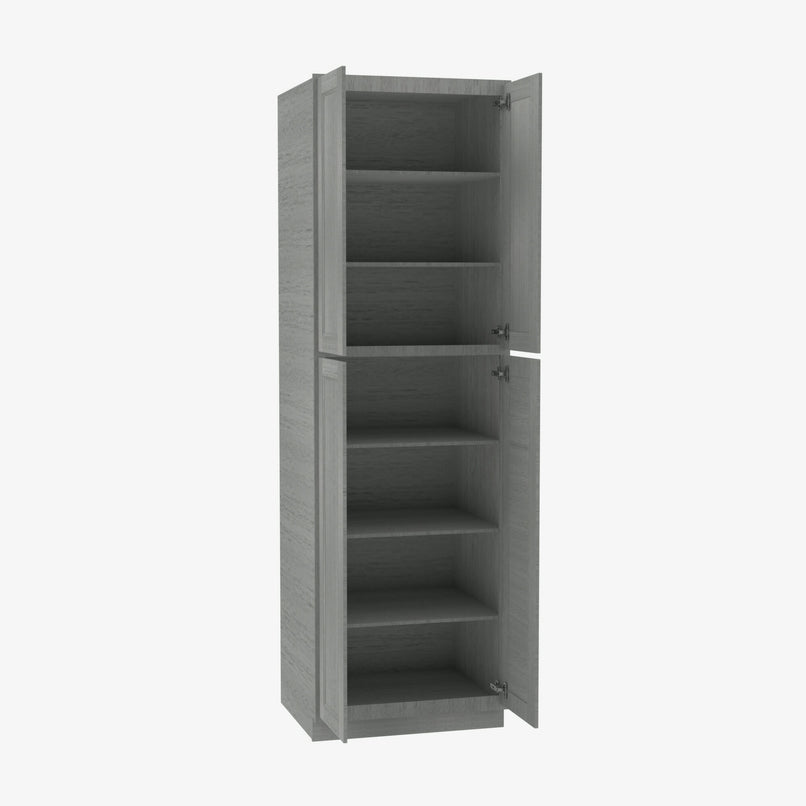 TG-WP2496B Four Door 24 Inch Tall Wall Pantry Cabinet with Butt Doors | Midtown Grey - image 3