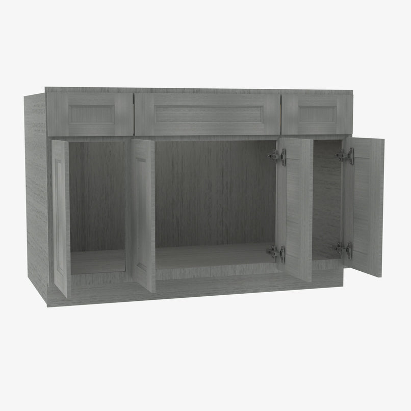 TG-S4821B12D-34-1/2 Double Door 48 Inch Sink Base Combo Vanity with Drawers | Midtown Grey - image 3