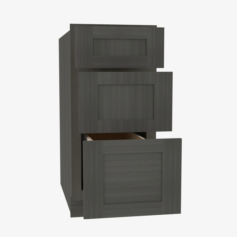 AG-DB36 3 36 Inch 3 Drawer Pack Base Cabinet | Greystone Shaker - image 3