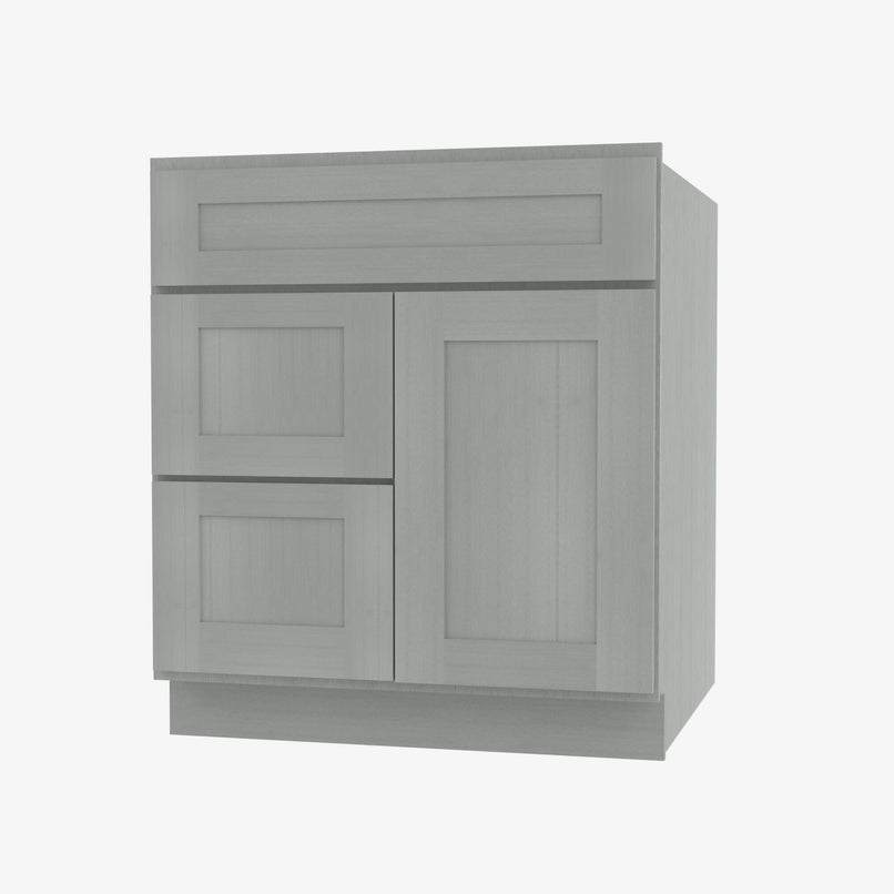 AN-S3021DL-34-1/2 Single Door Cabinets 30 Inch Combo Vanity with Left Drawer | Nova Light Grey Shaker - image 3