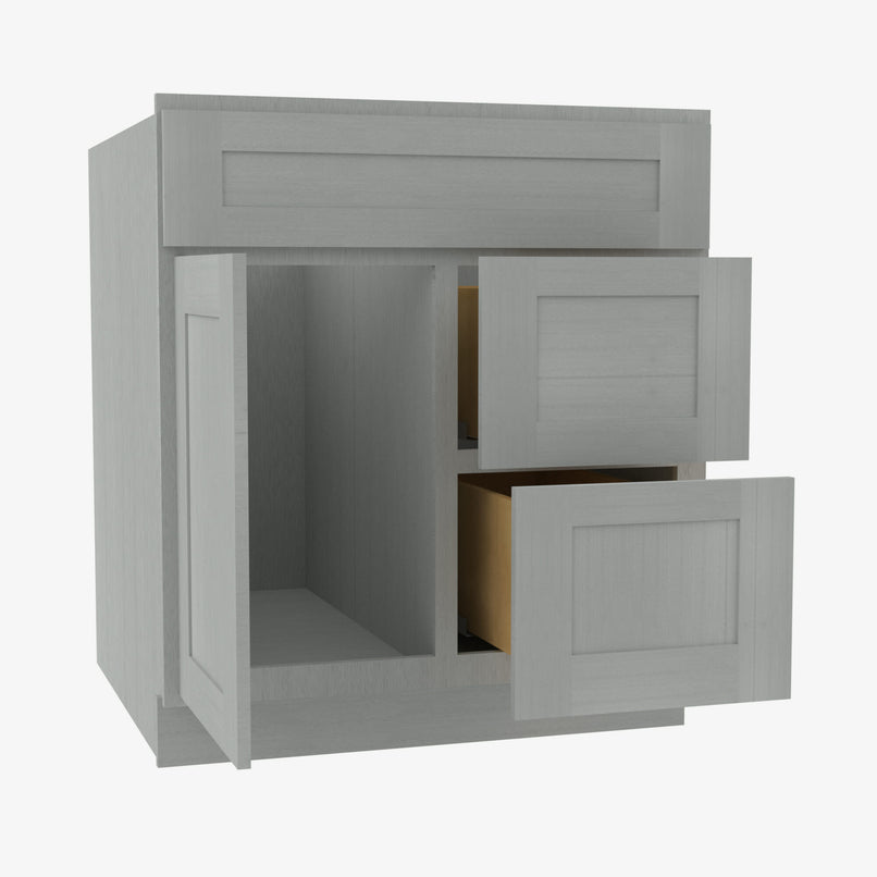 AN-S3021DR-34-1/2 Single Door Cabinets 30 Inch Combo Vanity with Right Drawer | Nova Light Grey Shaker - image 3