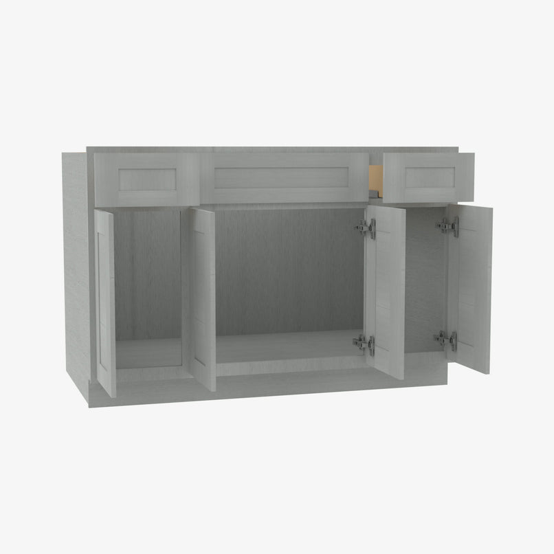 AN-S4821B12D-34-1/2 Double Door 48 Inch Sink Base Combo Vanity with Drawers | Nova Light Grey Shaker - image 3