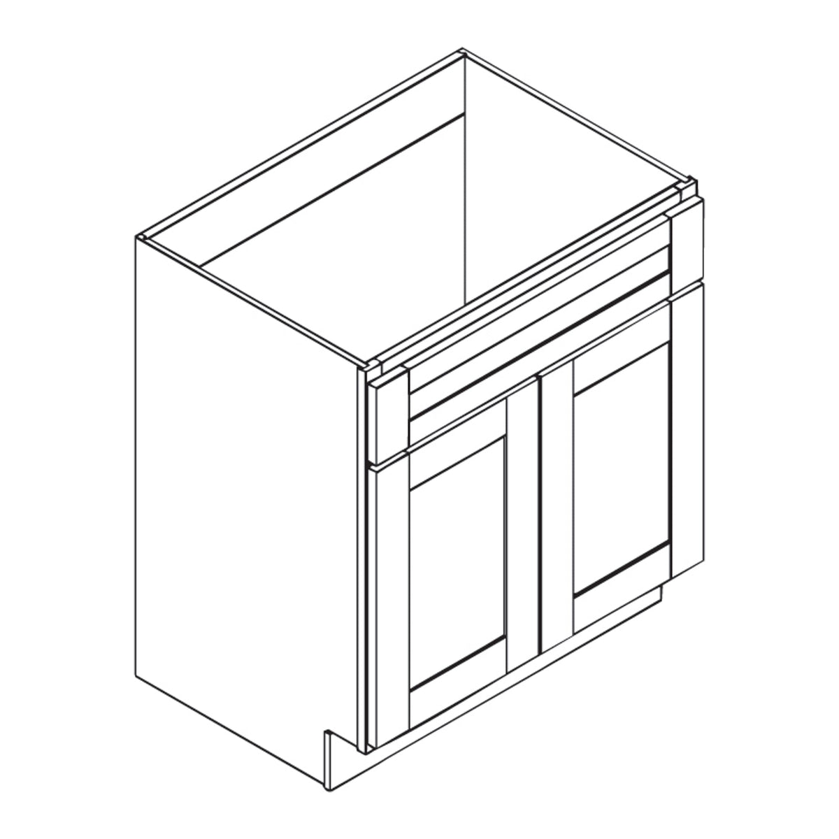 Elegant Shaker Oak Ivory Vanity 36" - 2 Doors
