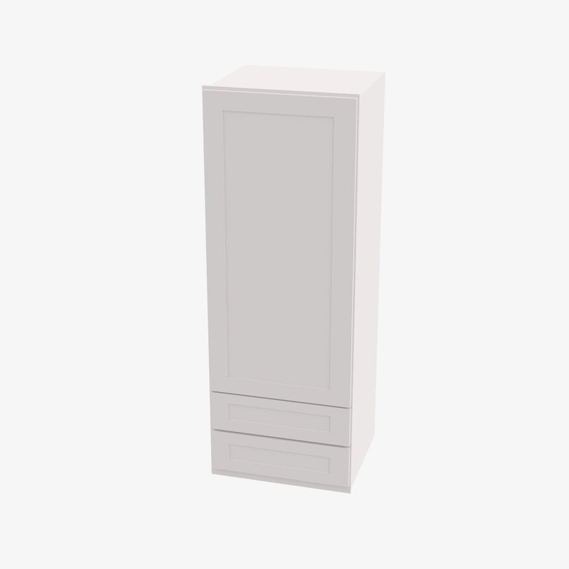 AW-W2D1848 Single Door Cabinets 18 Inch Wall Cabinet With 2 Built-In Drawers | Ice White Shaker - image 2