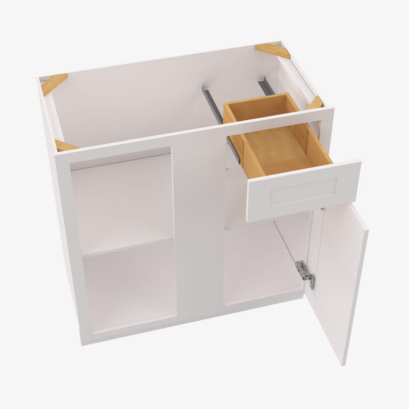 AW-BBLC42/45-39W Double Door 39 Inch Base Blind Corner Cabinets Cabinet | Ice White Shaker - image 4