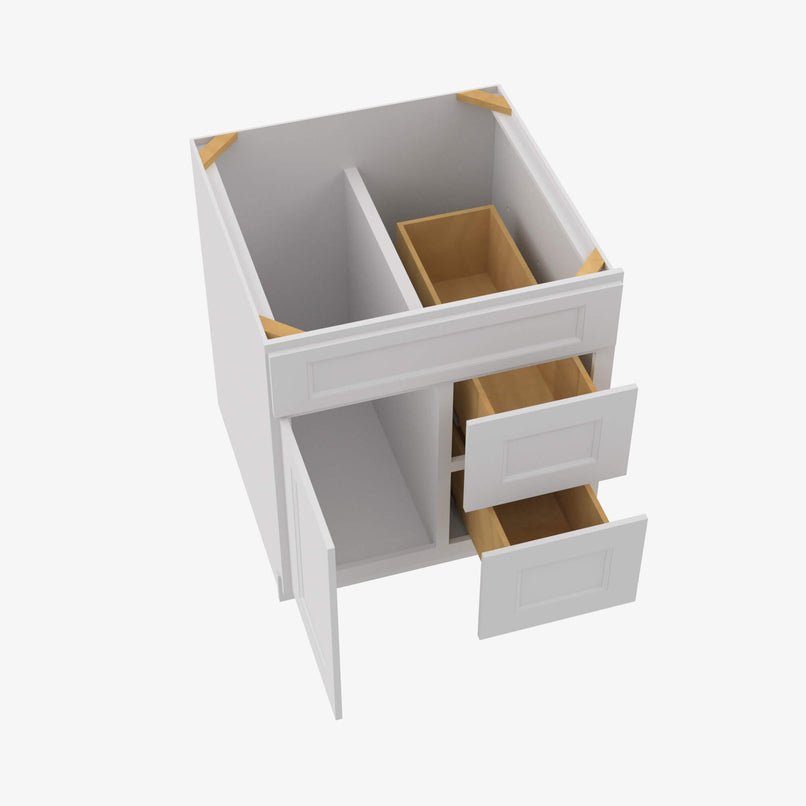 TW-S3021DR-34-1/2 Single Door Cabinets 30 Inch Combo Vanity with Right Drawer | Uptown White - image 4